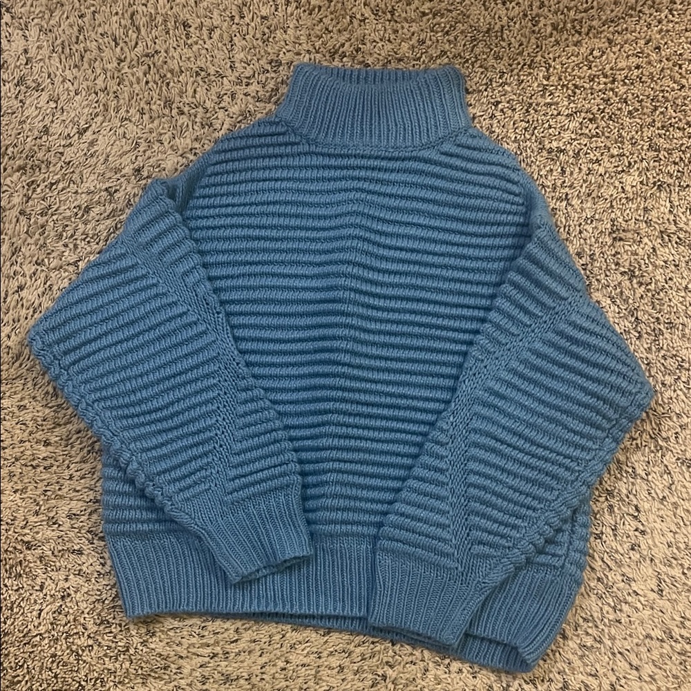 H&M Blue Textured Turtleneck Sweater